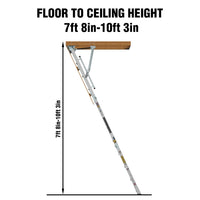 Household Aluminum Attic Ladder 25" X 54" ,350lbs Capacity, 7-10 Ft