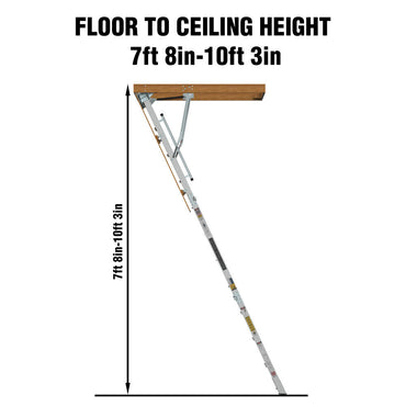 Household Aluminum Attic Ladder 25" X 54" ,350lbs Capacity, 7-10 Ft