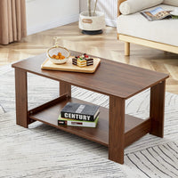 Minimalist Walnut Double Layered Rectangular Coffee Table 19.6"x35.4"x16.5"