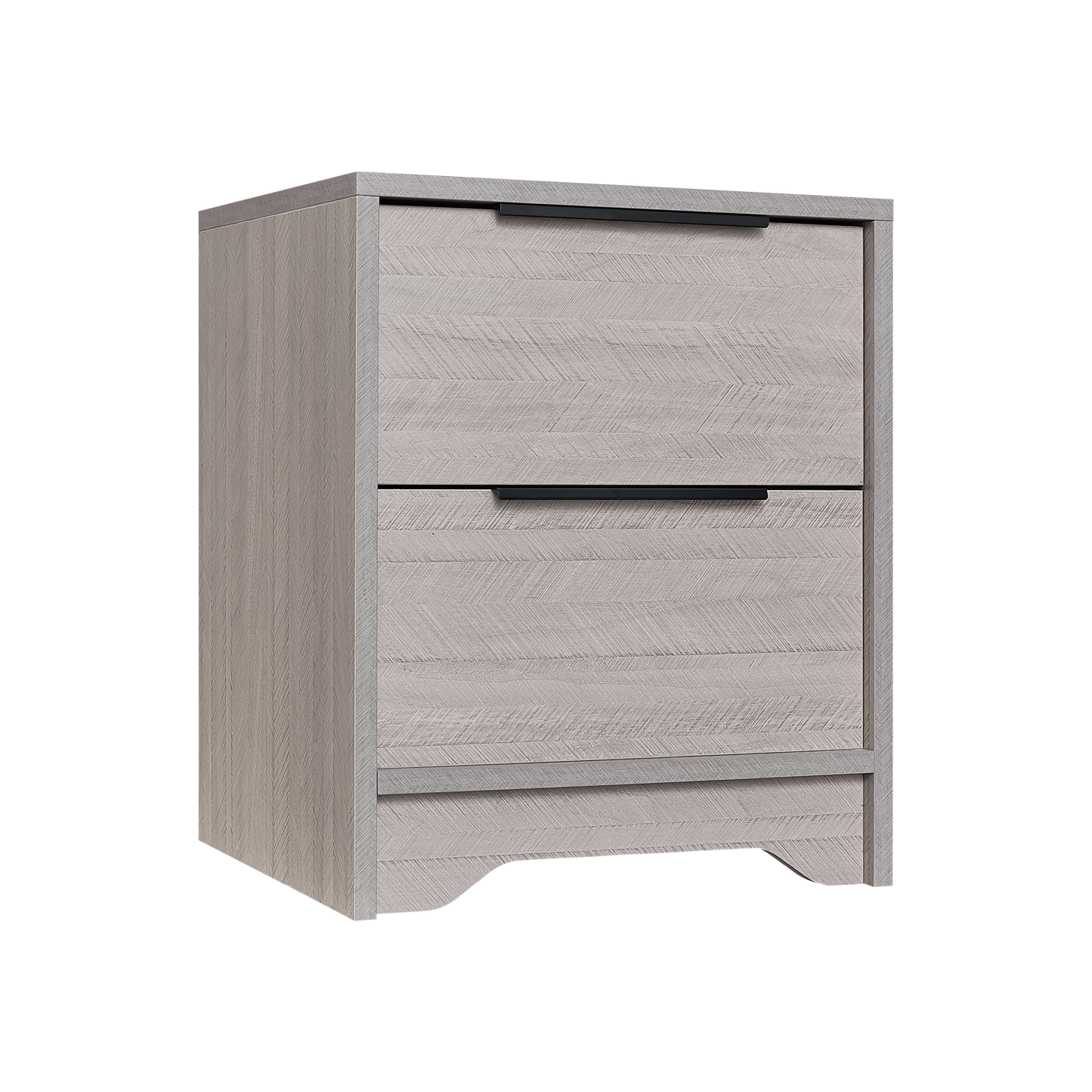 Grey Wooden Nightstand with Two Drawers for Bedroom Storage and Home Decor