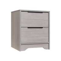 Grey Wooden Nightstand with Two Drawers for Bedroom Storage and Home Decor