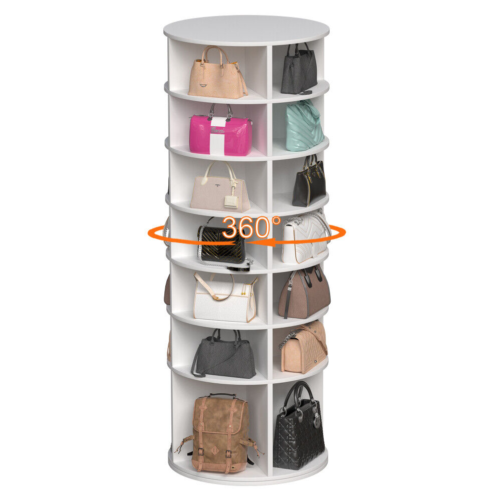 Rotating Shoe Rack Tower, 7-Tier Spinning Shoe Rack, 360° Revolve Shoe Organizer