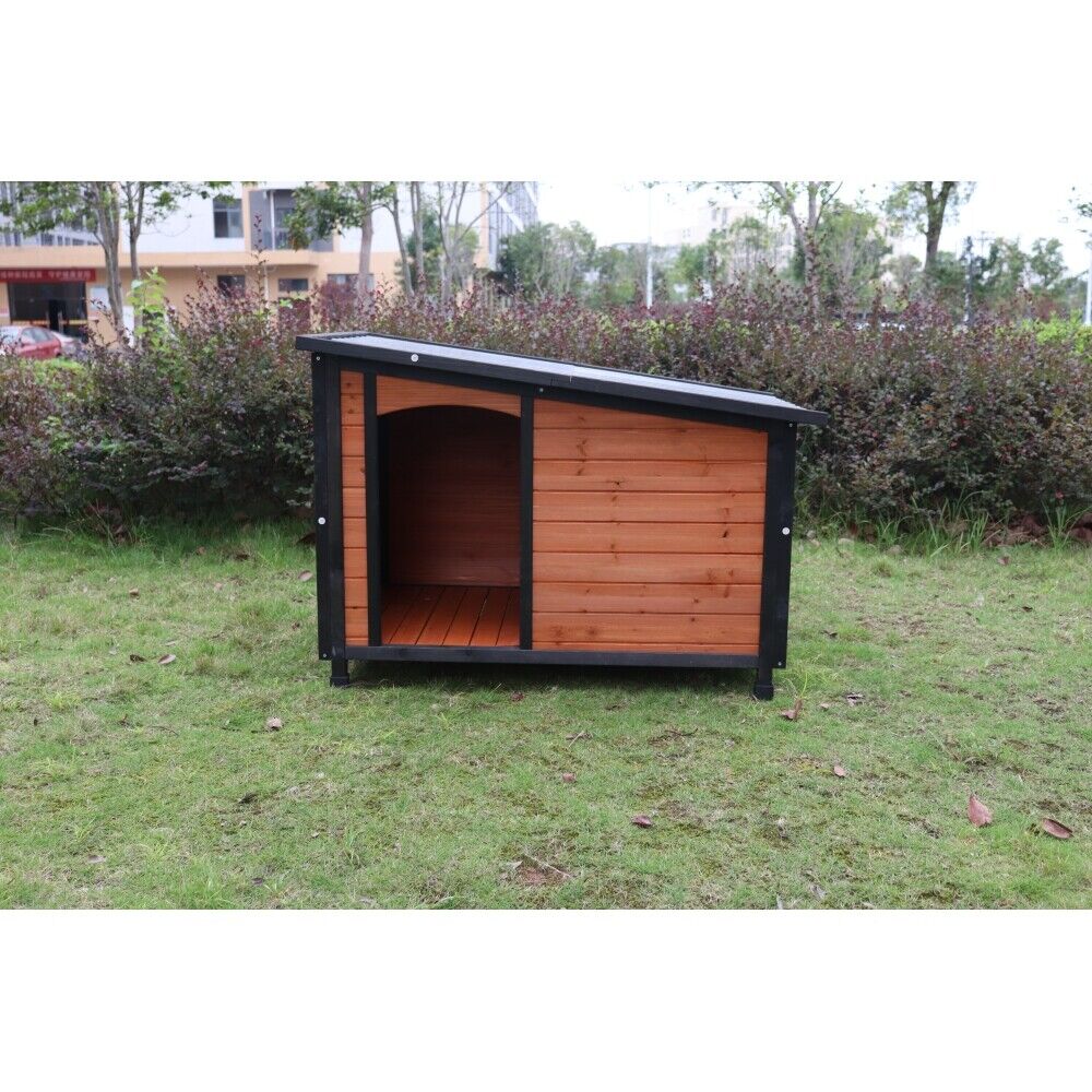 46" Pet Large Dog House Outdoor Indoor Warm Wooden Kennel Weatherproof