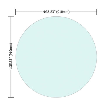 36 Inch Round Tempered Glass Table Top Clear 1/4 Inch Thick Polished Edge