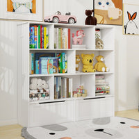 Toy Storage Organizer with 2 Movable Drawers, Children Book Shelf for Kids Room