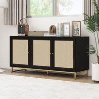 3 Door Cabinet and Sideboard Accent Storage Cabinet Engineered Rattan