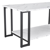 Modern Rectangle Coffee Table, 2-Tier Marble MDF Top