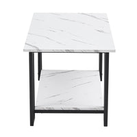 Modern Rectangle Coffee Table, 2-Tier Marble MDF Top
