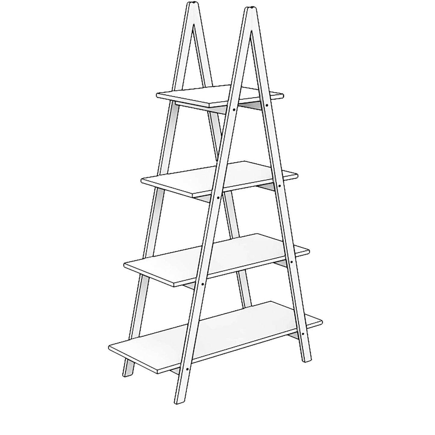 Solid Bamboo Wood A-Frame Ladder Display Bookshelf, 4-Tier Open Shelves
