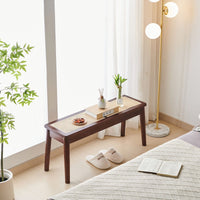 Hand Woven Cane Seat Bench - 40" Solid Wood Bench for Dining, Entryway