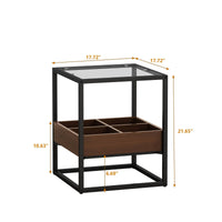 Modern Glass Coffee Table Side Table Storage Shelf Metal Legs