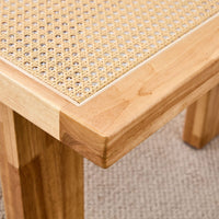 Modern Rattan Side Table, Small Rectangular End Table with Wood Legs