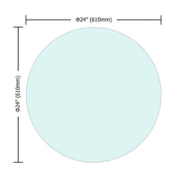 24" Inch Round Tempered Glass Table Top Clear Glass 1/4" Inch Thick Round