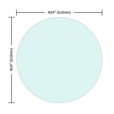 24" Inch Round Tempered Glass Table Top Clear Glass 1/4" Inch Thick Round