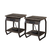 Side Table with Charging Station, Set of 2 End Tables with USB Ports