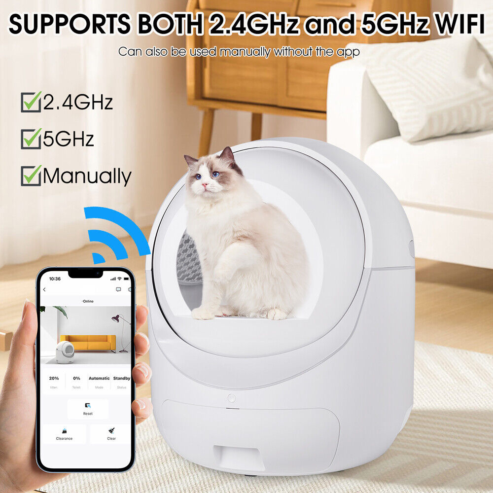 Large Automatic Smart Cat Litter Box Self-Cleaning Robot Odor Removal WiFi APP