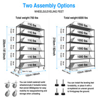 6 Tier Heavy Duty Wire Shelving Unit 6000 LBS Capacity Adjustable Metal Garage Storage Shelves with Wheels Black