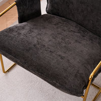 Dual Armchair Set in One Box Upholstered Hanging Chairs with Arm Pockets Metal Frame Dark Gray Crushed Foam Cushions for Living Room Bedroom