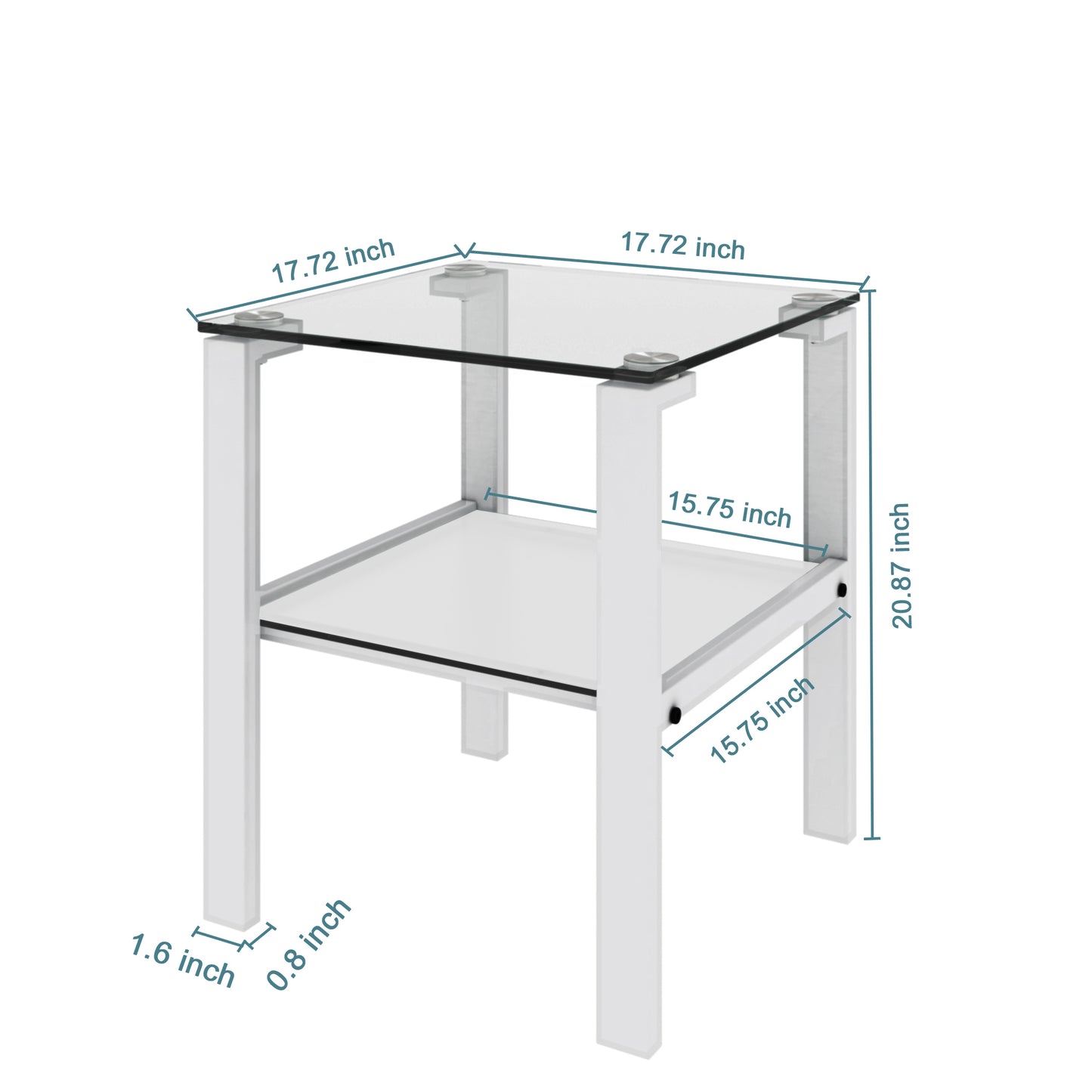 Glass Two Layer Round Tea Table Small Bedroom Corner Living Room White Side Table