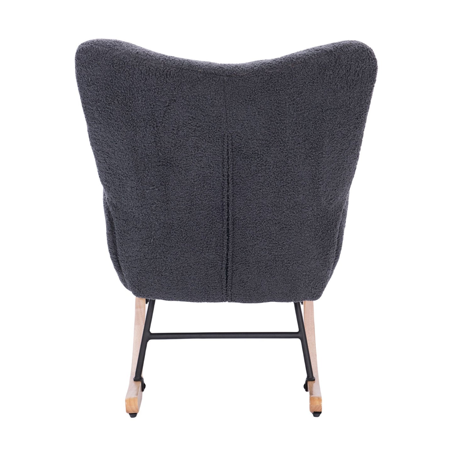 Teddy Upholstered Nursery Rocking Chair Dark Grey for Living Room Bedroom Comfortable Relaxing Accent Chair