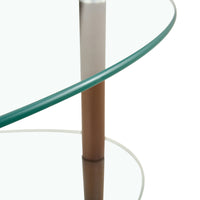Transparent Oval Glass Coffee Table Modern Design Oak Wood Legs 3-Layer Living Room Tea Table