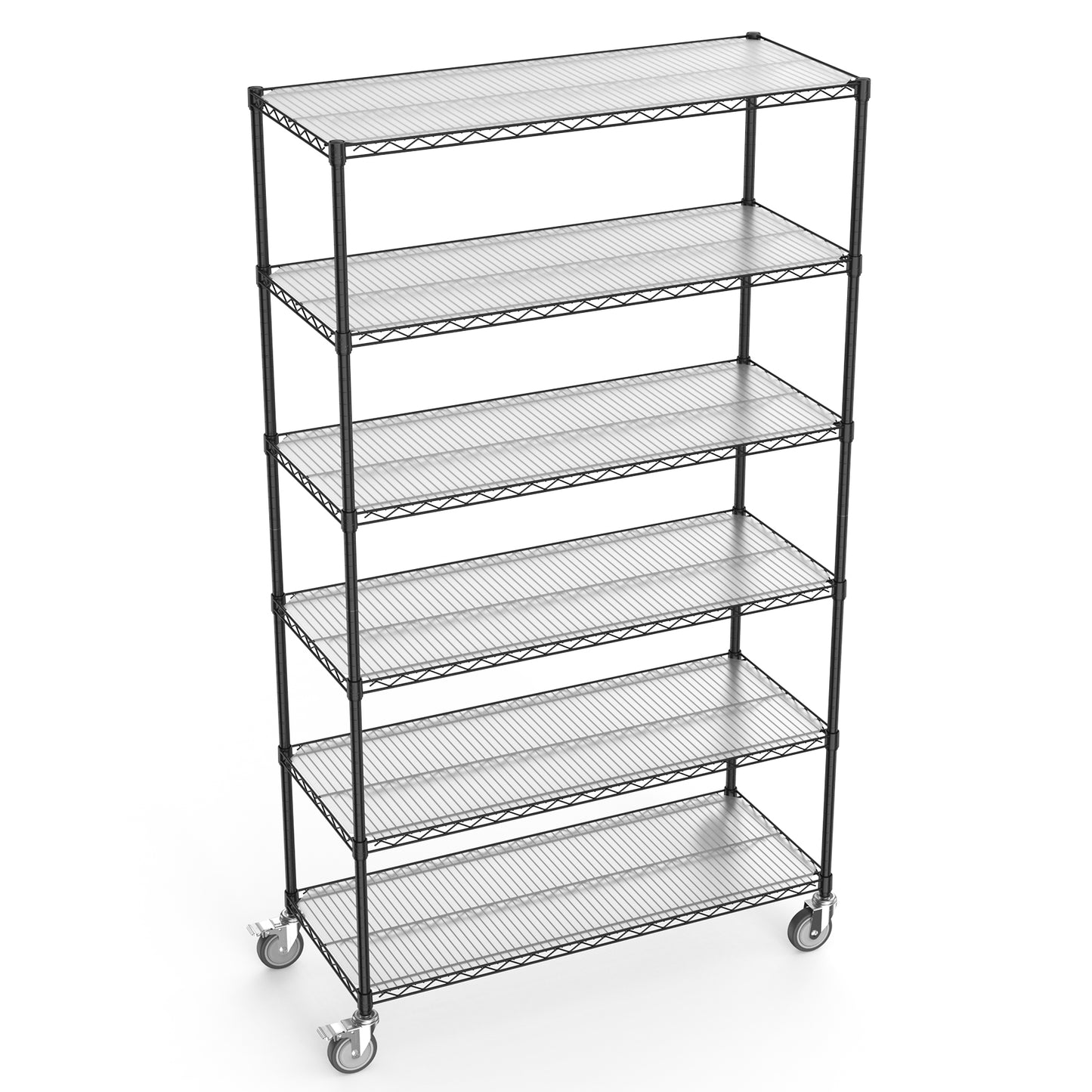 6 Tier Heavy Duty Wire Shelving Unit 6000 LBS Capacity Adjustable Metal Garage Storage Shelves with Wheels Black