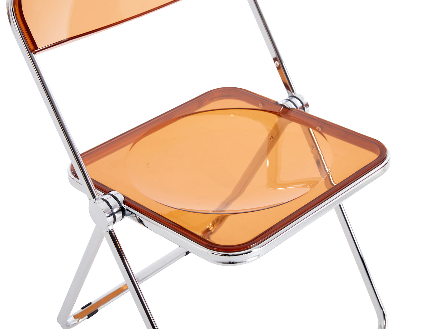 Transparent Yellow Folding Chair Clear Plastic Seat for Living Room Home Office