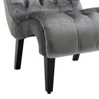 Modern Velvet Armless Accent Chair Upholstered Fabric Comfortable Leisure Chair with Wooden Legs for Living Room Bedroom Office Silver
