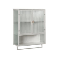 Modern Two-Door Wall Cabinet with Enclosed Storage Open Shelf and Towel Rack for Entryway Living Room Bathroom Dining Room 23.62 inches