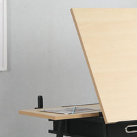 Adjustable Drawing Drafting Table Desk with 2 Drawers for Home Office and School with Stool Wood