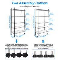 5 Tier Heavy Duty Wire Shelving Unit Adjustable Storage Shelves for Garage Kitchen Office Metal Utility Rack White