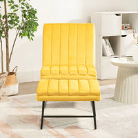 Yellow Adjustable Backrest Lounge Chair Set with Matching Stool for Living Room Bedroom Office