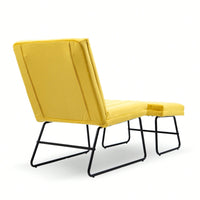 Yellow Adjustable Backrest Lounge Chair Set with Matching Stool for Living Room Bedroom Office