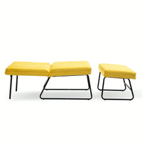 Yellow Adjustable Backrest Lounge Chair Set with Matching Stool for Living Room Bedroom Office