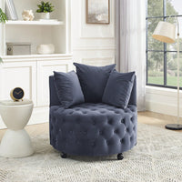 Velvet Swivel Chair with Tufted Design and Wheels for Home Office Living Room Bedroom Hotel 250lbs Capacity 3 Pillows Included