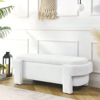 Linen Upholstered Storage Bench with Foam Padded Seat for Living Room Bedroom Entryway 51.5x20.5x17 250lbs Capacity