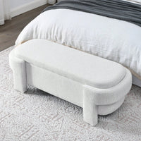 Linen Upholstered Storage Bench with Foam Padded Seat for Living Room Bedroom Entryway 51.5x20.5x17 250lbs Capacity