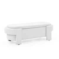 Linen Upholstered Storage Bench with Foam Padded Seat for Living Room Bedroom Entryway 51.5x20.5x17 250lbs Capacity