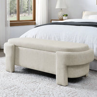 Linen Upholstered Storage Bench with Foam Padded Seat for Living Room Bedroom Entryway 51.5x20.5x17 250lbs Capacity