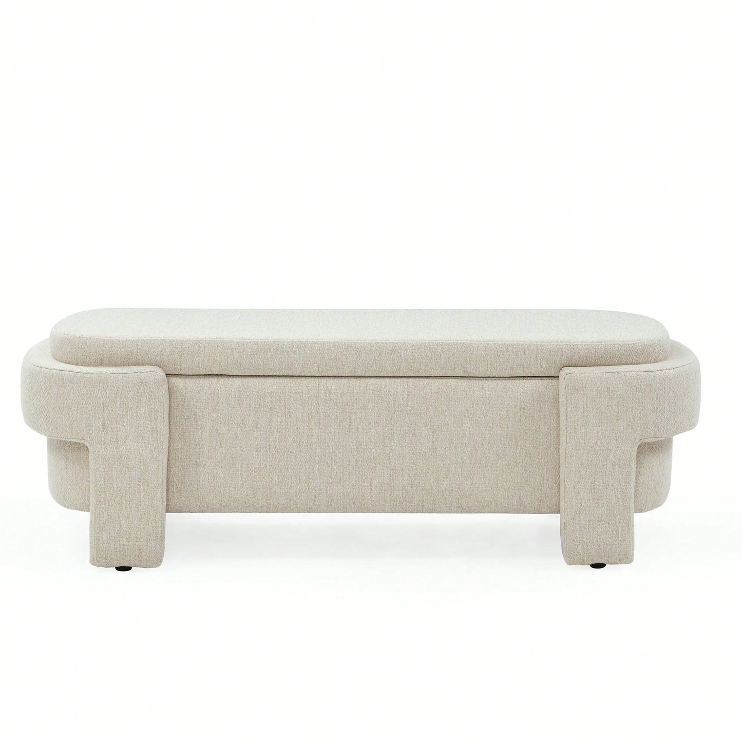 Linen Upholstered Storage Bench with Foam Padded Seat for Living Room Bedroom Entryway 51.5x20.5x17 250lbs Capacity