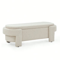 Linen Upholstered Storage Bench with Foam Padded Seat for Living Room Bedroom Entryway 51.5x20.5x17 250lbs Capacity