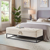 Stylish 58.6" Bed Bench With Storage Compartment, Velvet Upholstery, Foam Filler, Metal Base, 500lbs Weight Capacity