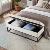 Stylish 58.6" Bed Bench With Storage Compartment, Velvet Upholstery, Foam Filler, Metal Base, 500lbs Weight Capacity