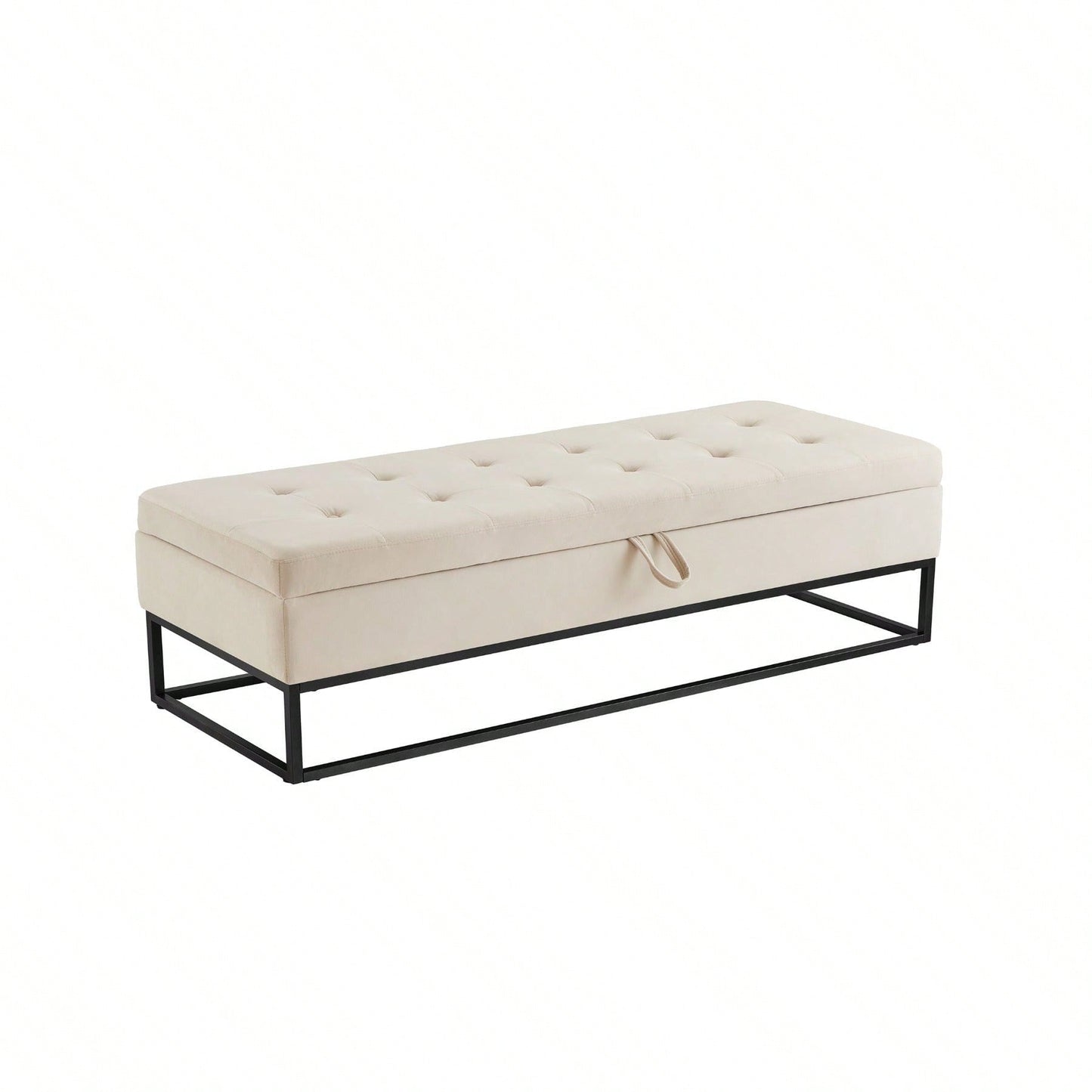 Stylish 58.6" Bed Bench With Storage Compartment, Velvet Upholstery, Foam Filler, Metal Base, 500lbs Weight Capacity