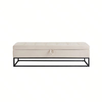 Stylish 58.6" Bed Bench With Storage Compartment, Velvet Upholstery, Foam Filler, Metal Base, 500lbs Weight Capacity