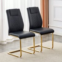 6-Piece Upholstered Dining Chairs, PU Leather Padded Seats, Gold Metal Legs, Suitable For Kitchens, Living Rooms, Bedrooms & Offices