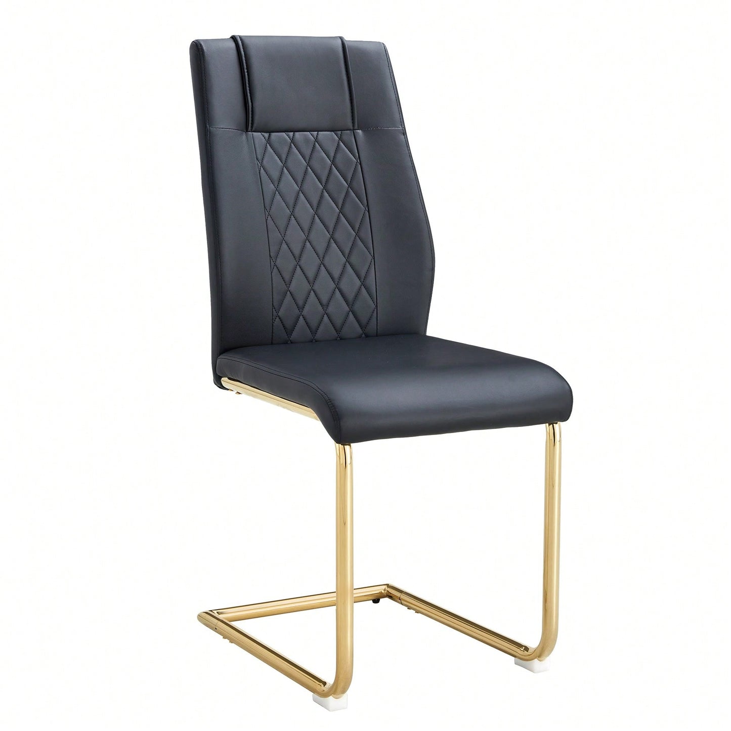 6-Piece Upholstered Dining Chairs, PU Leather Padded Seats, Gold Metal Legs, Suitable For Kitchens, Living Rooms, Bedrooms & Offices