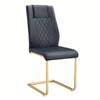 6-Piece Upholstered Dining Chairs, PU Leather Padded Seats, Gold Metal Legs, Suitable For Kitchens, Living Rooms, Bedrooms & Offices