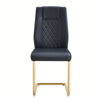 6-Piece Upholstered Dining Chairs, PU Leather Padded Seats, Gold Metal Legs, Suitable For Kitchens, Living Rooms, Bedrooms & Offices