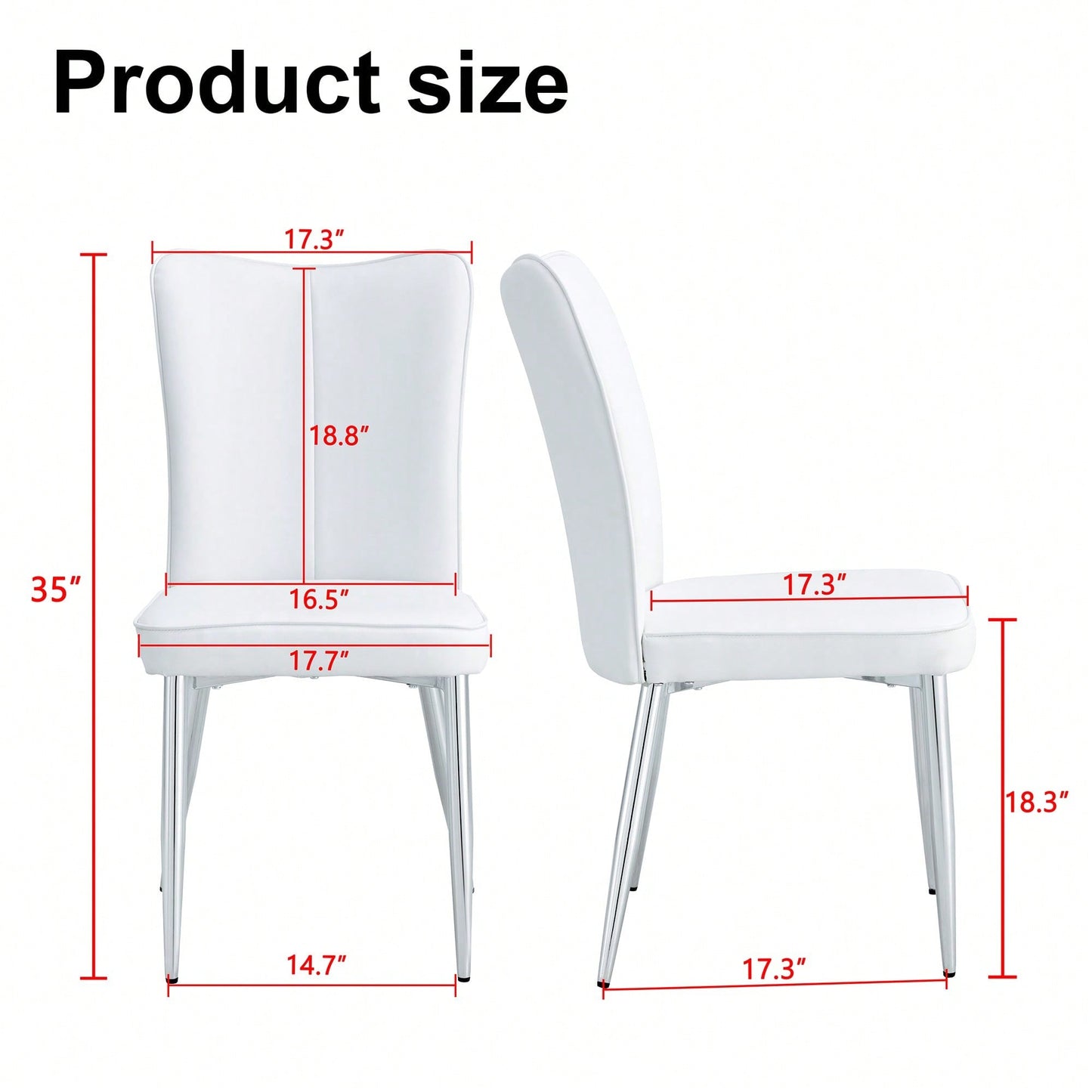 2-Piece Modern Minimalist Dining Chairs Set With PU Leather Seats And Silver Metal Legs For Living Room, Restaurant, And Office